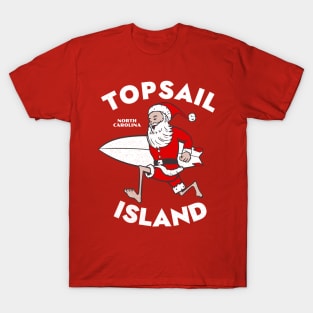 Topsail Beach, NC Christmas Vacationing Skiing Santa T-Shirt